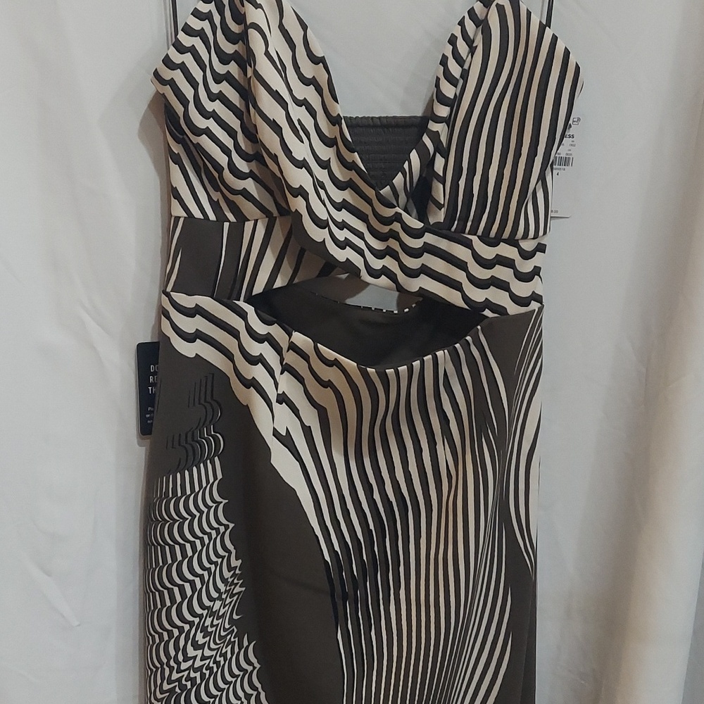 *WEEKEND SALE Express Olive/Cream Midi Dress - Picture 5 of 8